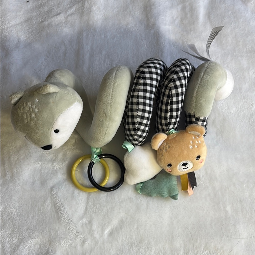 Belle Gray and Black Plush Baby Stroller Toy